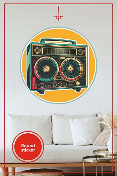 KOSS Dijital Player de muzică retro Autocolant rotund Design vintage Decal de...