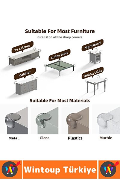 Wintoup Practical Child Baby Safety Table Nightstand Furniture Anti-Collision Silicone Corner Edge Protector 16 Pieces