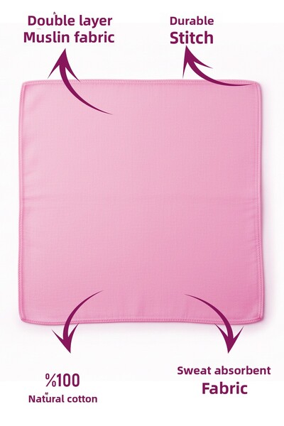 Net Tekstil 7-Pack Muslin Baby Mouth Wipes 100% Cotton Pink Multi-Purpose Cloth 20X20Cm