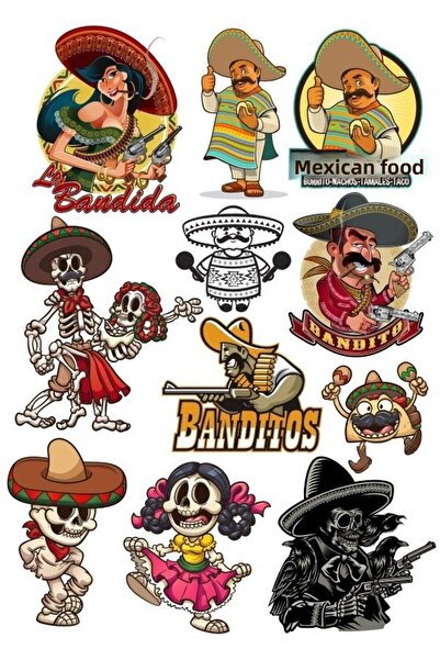 Reysa Tasarım مجموعة ملصقات ذات طابع مكسيكي مكونة من 11 قطعة للهاتف والكمبيوتر اللوحي والكمبيوتر المحمول وملصق الكمبيوتر المحمول