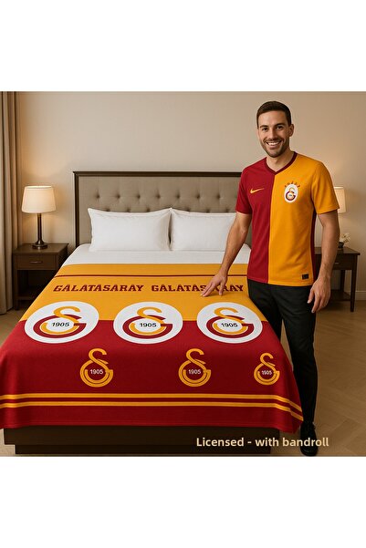 Galatasaray Licensed and Bandroll-Decorated Single Blanket 150 X 200 cm – the Champion Comes to Your Spirit Home