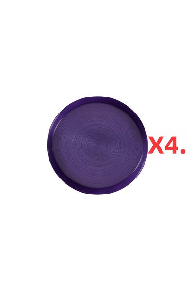 Porland Funky 4-Piece Glass Plate Purple 21cm