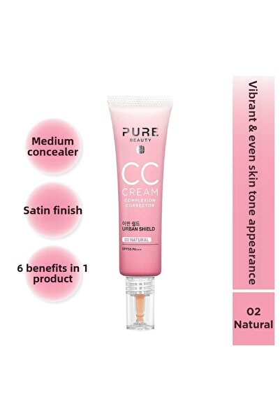 PURE BEAUTY عامل حماية من الشمس 50 Pa+++ - 30 مل كريم CC طبيعي لإخفاء عيوب ال...