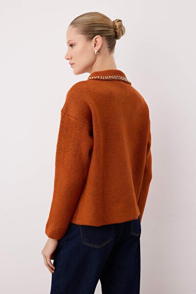 Trendyol Collection Tile Pearl Wide Fit Knitwear Cardigan Twoaw26Hi00160