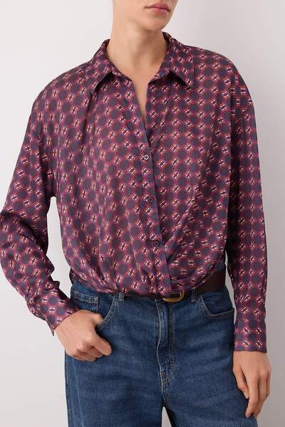 Trendyol Collection Cămașă transparentă cu noduri în violet/multicolor TWOAW26GO00042