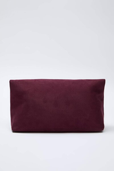 TRENDYOL SHOES Plum Suede Women's Clutch Handbag Takaw26Py00008