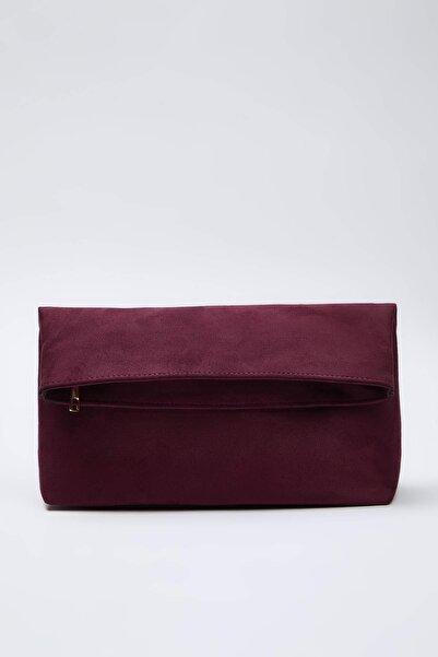 TRENDYOL SHOES Plum Suede Women's Clutch Handbag Takaw26Py00008