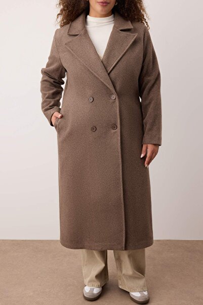 Trendyol Curve Παλτό Mink Oversize Plus Size TBBAW23KB00002