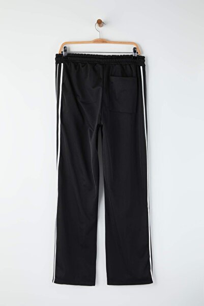 Trendyol Collection Black Straight Fit Stitching Detailed Striped Sweatpants Tmnaw26Ea00007