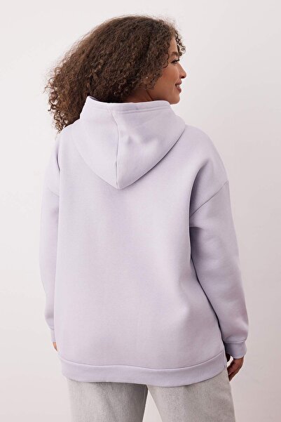 Trendyol Curve Λιλά Κέντημα Λεπτομερές oversized / Πλεκτό Φούτερ με φαρδιά εφαρμογή σε μεγάλο μέγεθος TBBAW24AO00018