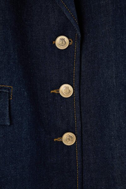 Trendyol Collection Limited Edition Dark Blue Pocket Detailed Blazer Denim Jacket Twoaw26Ce00036