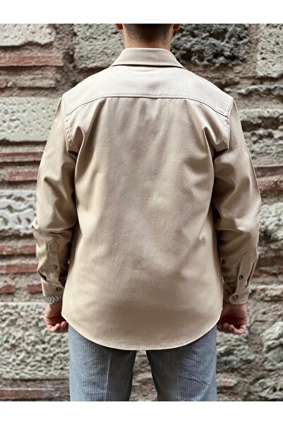 Fitmens Oversize Gabardin Pamuklu Hediye Kutulu Erkek Ceket Gömlek FS-003868 - Bej