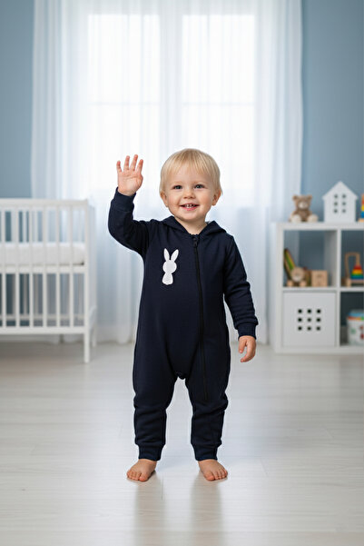 Pırlanta baby Sevimli Tavşan Desenli Fermuarlı Bebek Tulumu 7 RENK