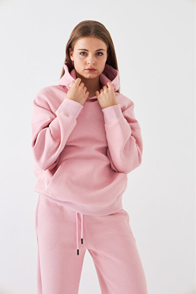 The Champ Clothing Oversize Unisex Sweatshirt Hoodie Pink – Hooded, 3 Thread Raised Fleece, Kangaroo Pocket, Basic