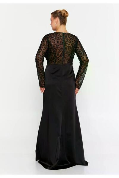 MAXXE 5885PSAT PAYETLİ SATEN ELBİSE