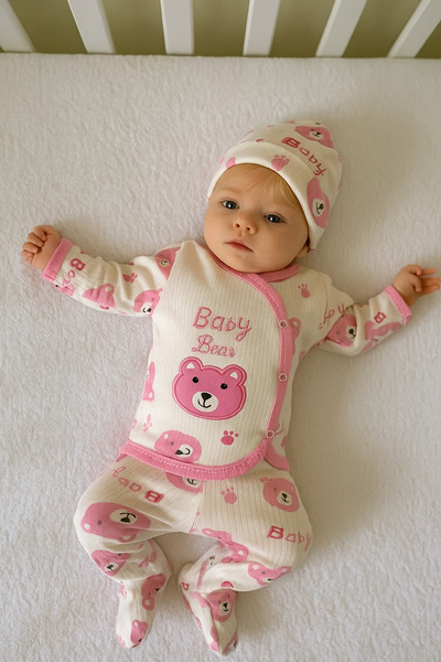 MBK GARDEN Newborn Unisex Baby Cute Baby Bear Set of 3 (0-3 Months)