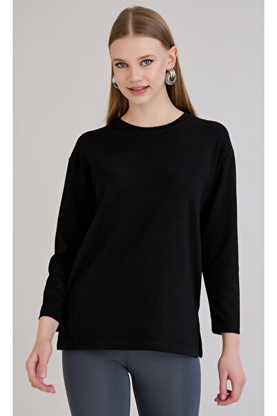 Sortie Дълъг ръкав с разрез на врата, черен