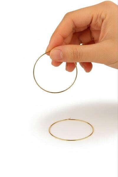 Çgk Çiğdem Gürel Kuyumculuk 14 Ayar 4cm Halka Altın Küpe