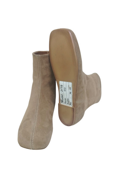 DRY SHOES Hakiki Deri Açık Taba Kadın Bot Ayakkabı Kare Burun Düz Taban Fermuarlı Çizme Günlük DRY-2109