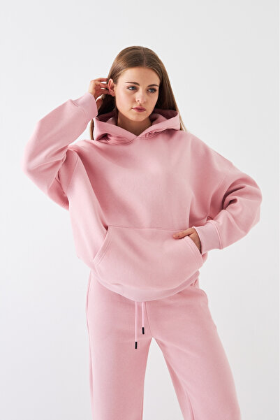 The Champ Clothing Oversize Unisex Sweatshirt Hoodie Pink – Hooded, 3 Thread Raised Fleece, Kangaroo Pocket, Basic