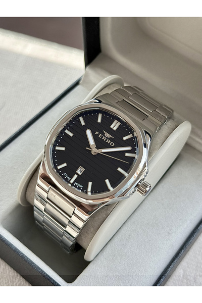 FERRO Silver Steel Cord Men's Wristwatch F11648Awt-A2 Functions Active 3 Atm Water Resistant