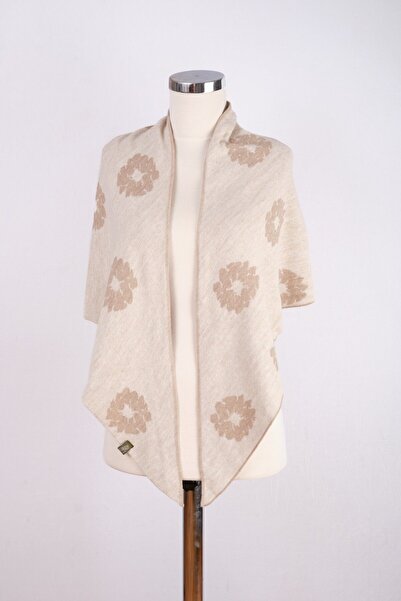 Sebir Moda Floral Patterned Double-Sided Knitwear Triangle Shawl