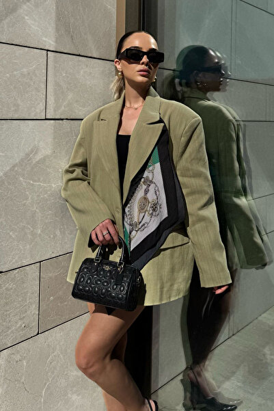 Madmext Çağla Yeşili Keten Blazer Kadın Ceket Mg2443