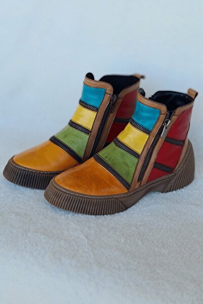 İNZE AYAKKABI Помаранчеві багатофункціональні черевики з натуральної шкіри - Назва моделі: Istanbul