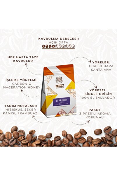 Grizzly Coffee Roasters El Salvador Finca La Siberia Filtre Kahve 250 Gr.