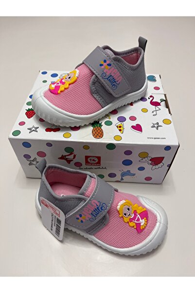 GEZER Kız Çocuk Keten,Hafif ,Yumuşak ve Kaymaz Taban Panduf Ev Kreş Ayakkabısı Prenses Model