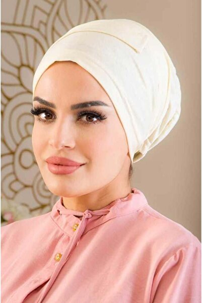 Aişe tesettür Cream King Size Non-Slip Bonnet - 40500