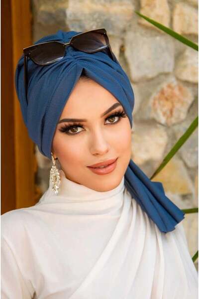Aişe tesettür Σκούρο ινδιγκού χρώματος καπέλο με αγκράφα