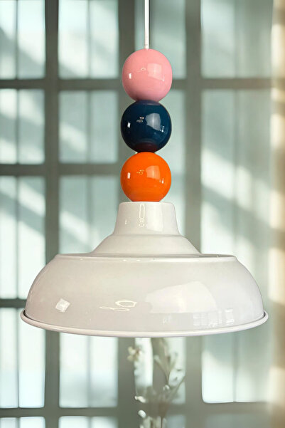 Bamyum Veluna Beyaz Avize Renkli Boncuk Başlık Avize Retro Sarkıt Ofis Showro...