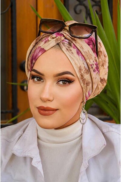 Aişe tesettür Στριφτό καπέλο με σχέδιο καμέλ κερασιού