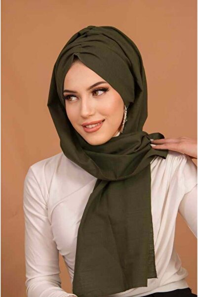 Aişe tesettür Khaki Butterfly Model Gathered Bonnet Shawl