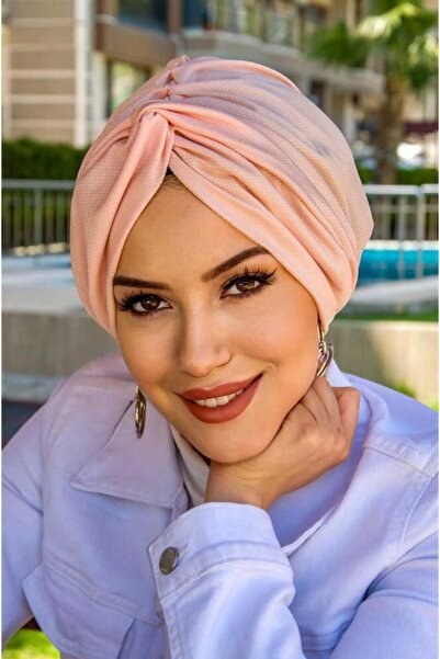 Aişe tesettür Καπέλο με κόμπο με σπείρωμα, έτοιμο για χρήση, ανοιχτό χρώμα