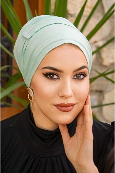 Aişe tesettür Elma Yeşili Battal Boy Kaymaz Bone - 40500