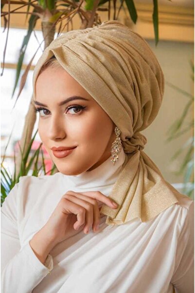 Aişe tesettür Cream Shiny Buckle Bonnet
