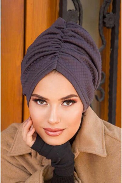 Aişe tesettür Füme Kışlık Büzgülü Bone