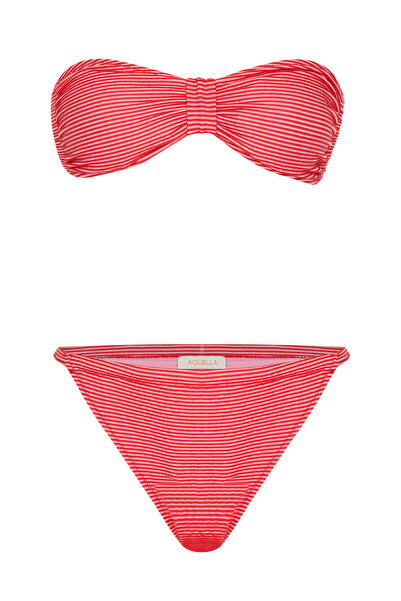 AQUELLA Thin Red Stripe Strapless Bikini