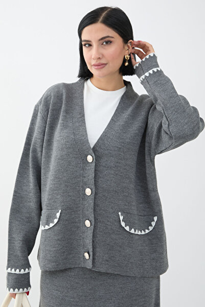 InStyle Súprava antracitového úpletu - sukňa s detailom prešívania