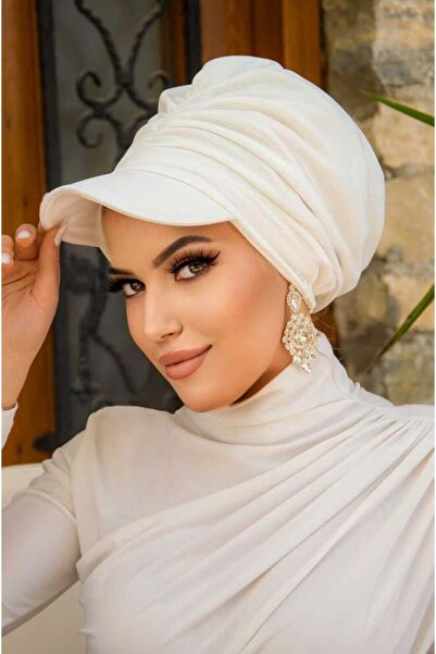 Aişe tesettür White Banded Broken Hat Bonnet