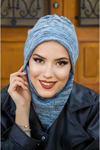 Aişe tesettür Μαλακό μπλε μοτίβο μασκαράδα