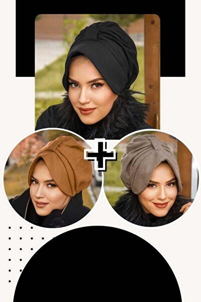 Aişe tesettür 3Lü Şapkalı Bone Set -14661