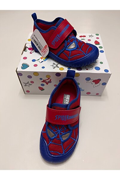 GEZER Erkek Çocuk Keten,Hafif ,Yumuşak ve Kaymaz Taban Panduf Ev Kreş Ayakkabısı Spider Man Model