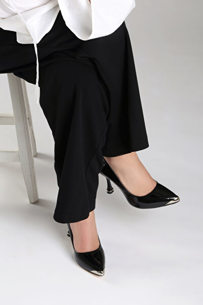 Pierre Cardin Black Patent Leather Heeled Shoes Pc-55118