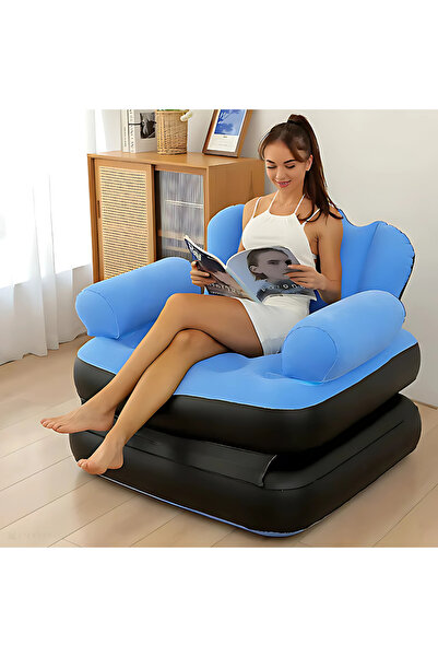 STBON 2 in 1 inflatable armchair pump included folding chaise longue sofa