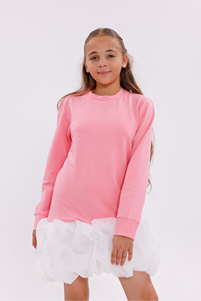 EYLÜL ELİF BUTİK Φόρεμα για κορίτσια με λεπτομέρεια από τούλι