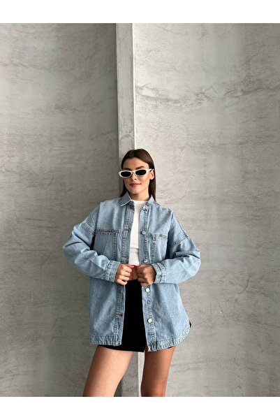 ZF BUTİK Jachetă de blugi cu nasturi cu detaliu în piatră