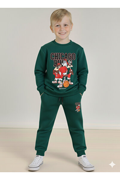 LİTTLE TORTOİSE Момчешки комплект спортен екип с принт „Чикаго“